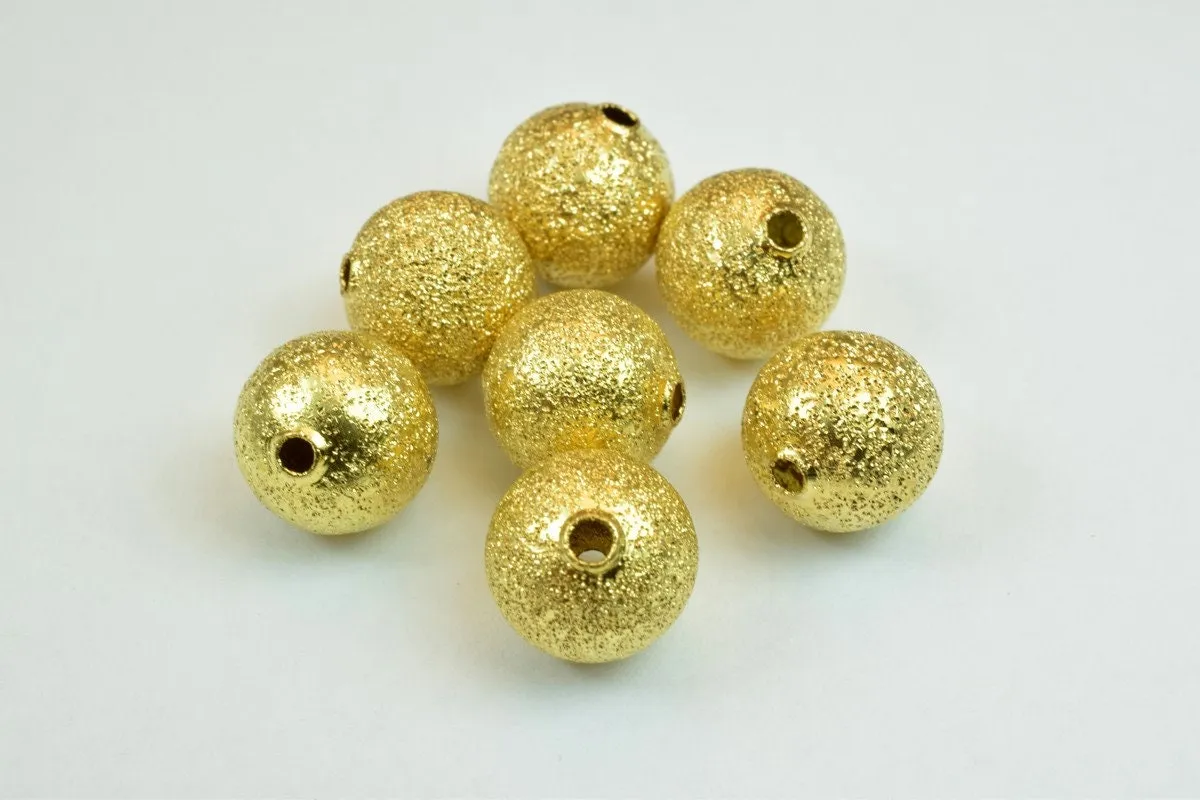 100 PCs Gold Plated Carved Round Beads 6mm/8mm/10mm Stardust Beads Diamond Cut