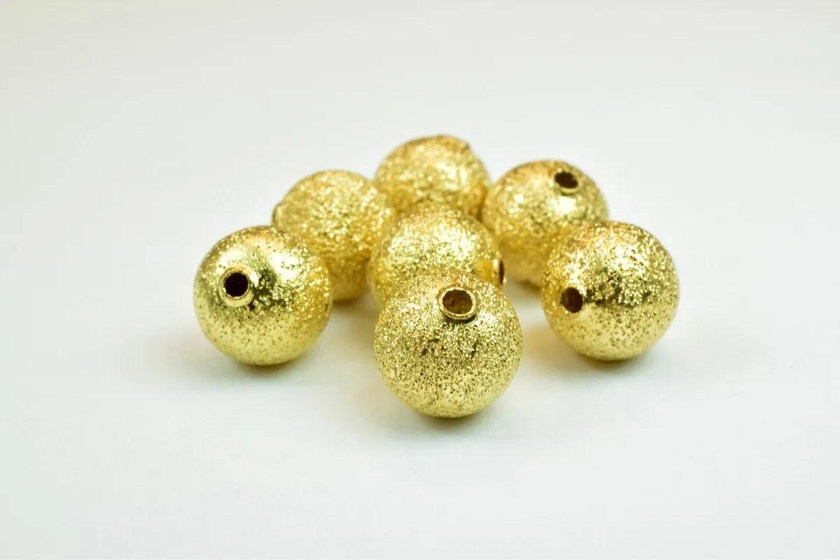 100 PCs Gold Plated Carved Round Beads 6mm/8mm/10mm Stardust Beads Diamond Cut