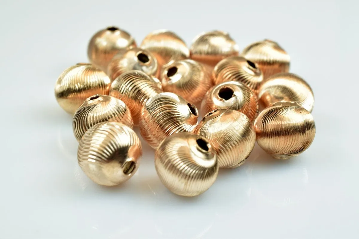 100 PCs Rose Gold Plated Carved Round Beads 8mm Diamond Cut For Jewelry Making