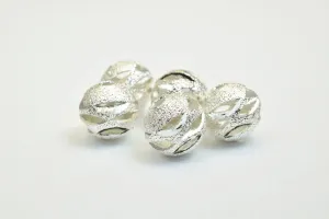 100 PCs Silver Plated Carved Round Beads 6mm/8mm/10mm Diamond Cut