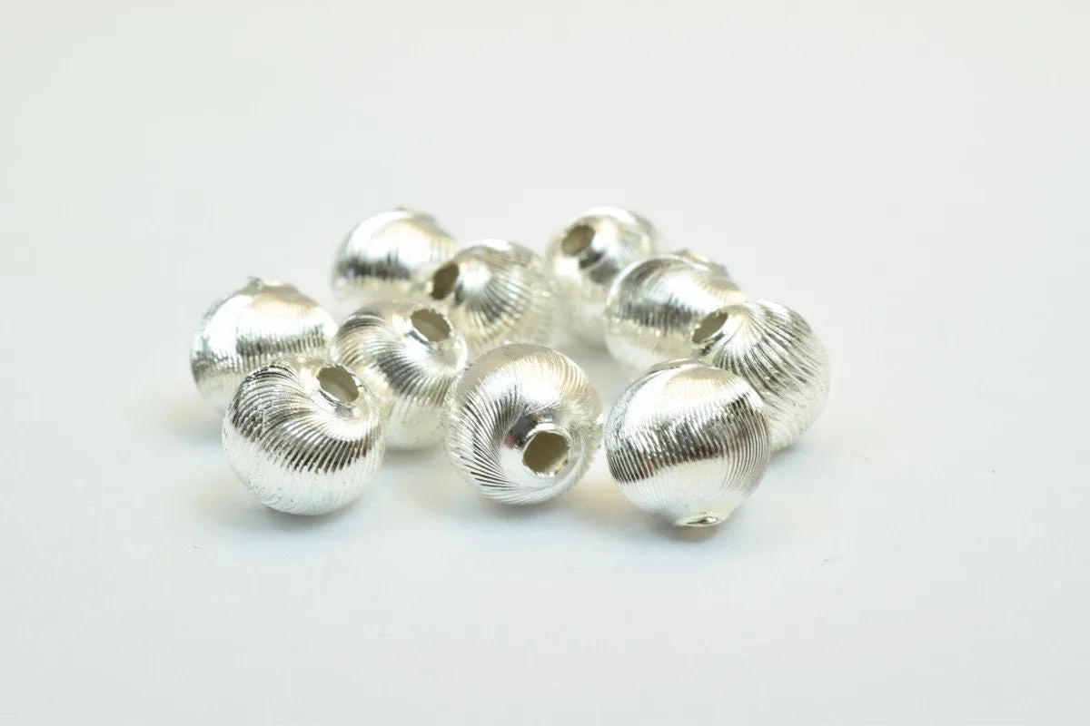 100 PCs Silver Plated Carved Round Beads 8mm Diamond Cut