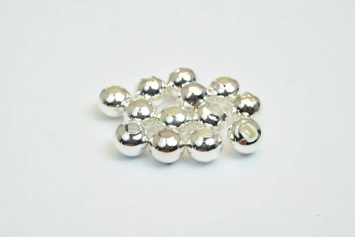 100 PCs Silver Plated Plain Round Beads 5mm Hole Size 2mm Item# 210001400369