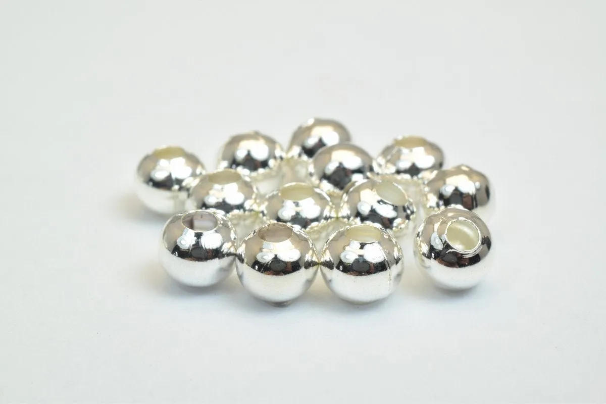 100 PCs Silver Plated Plain Round Beads 5mm Hole Size 2mm Item# 210001400369