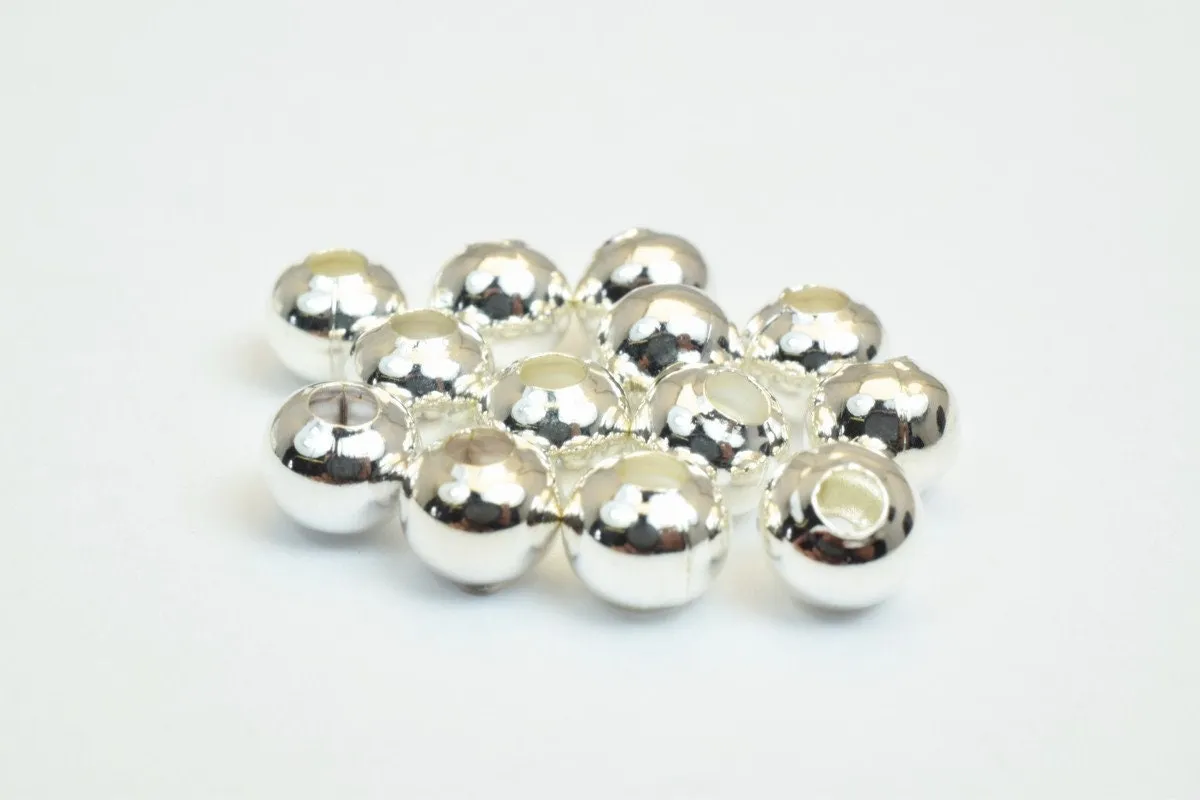 100 PCs Silver Plated Plain Round Beads 5mm Hole Size 2mm Item# 210001400369