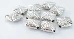 10x12mm Matte Silver Engraved Decorative Alloy Beads,10pcs/PK, 2m hole 5m thickness