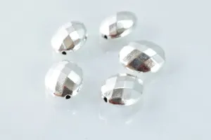 11x14mm Faceted Disco Oval Matte Silver Spacer Finding, Charm Pendant Alloy Metal Beads, Sold by 1 pack of 5pcs, 1m hole 7mm bead thickness.