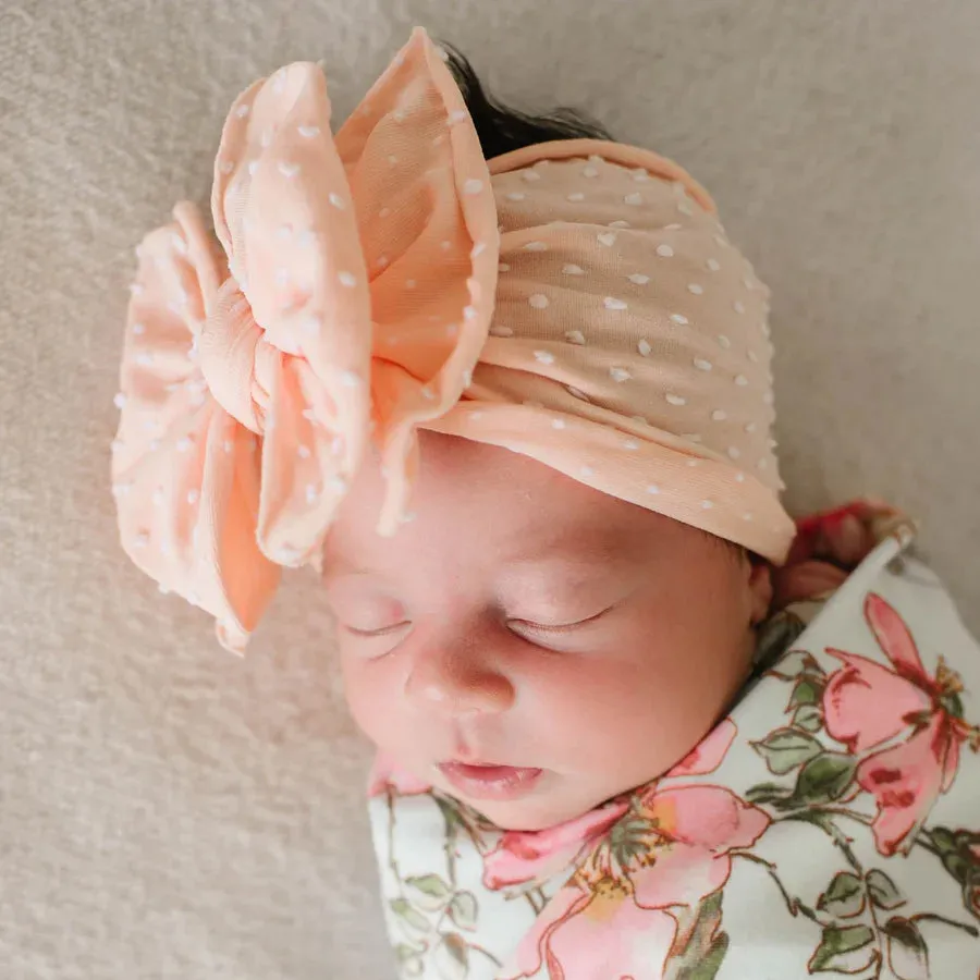 Baby Bling SHAB-BOW-LOUS Headband in Tropical Peach Dot