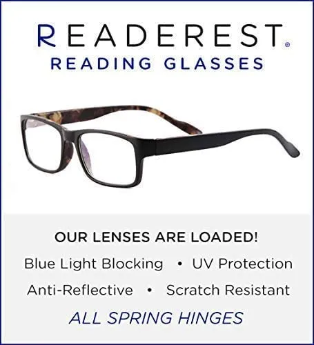 Blue-Light-Blocking-Reading-Glasses-Black-Camo-0-75-Magnification-Computer-Glasses