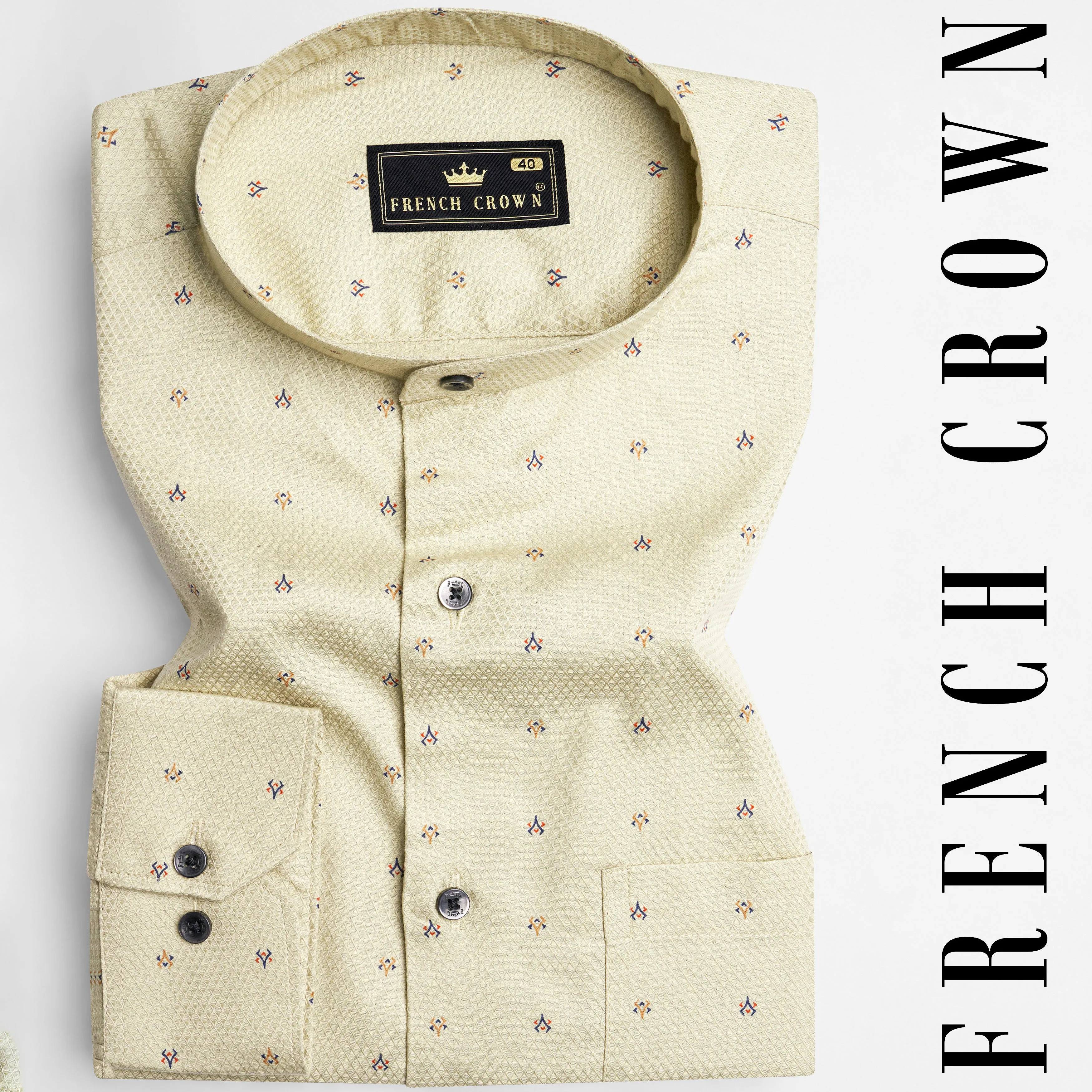 Bone Brown Dobby Textured Premium Giza Cotton Shirt