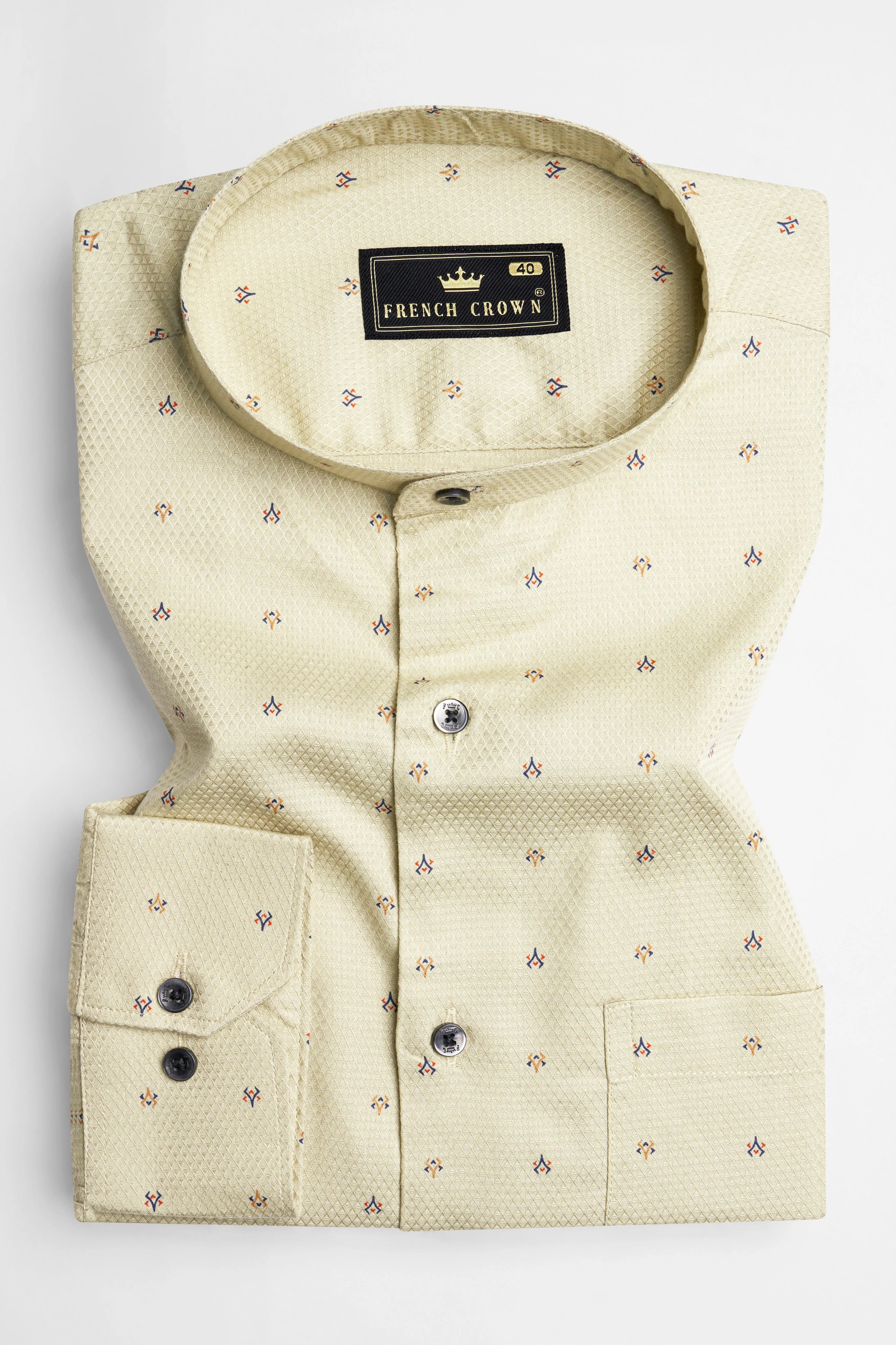 Bone Brown Dobby Textured Premium Giza Cotton Shirt