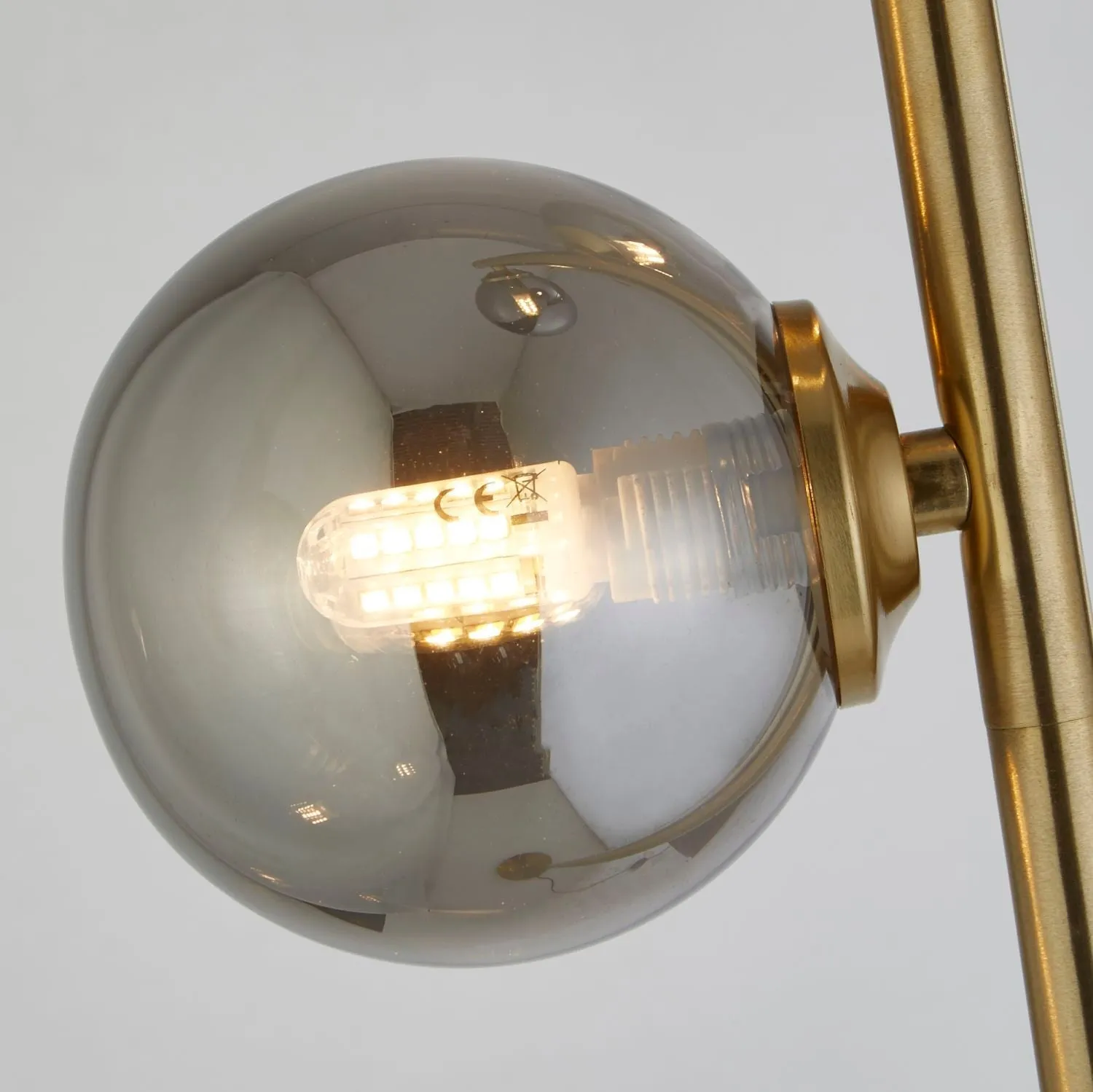 Brass And Smoke Floor Lamp