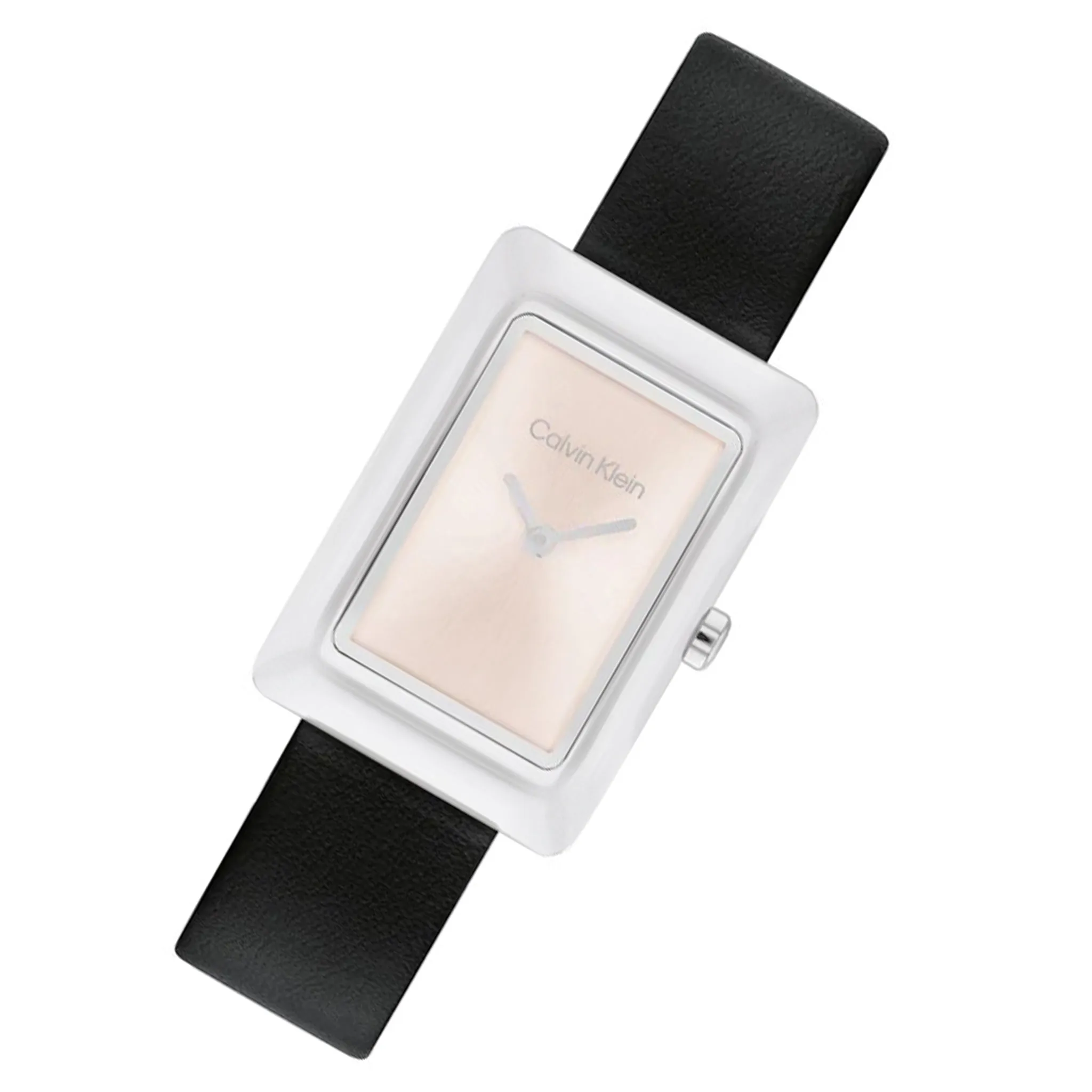 Calvin Klein Black Leather Blush Dial Women's Watch - 25200400