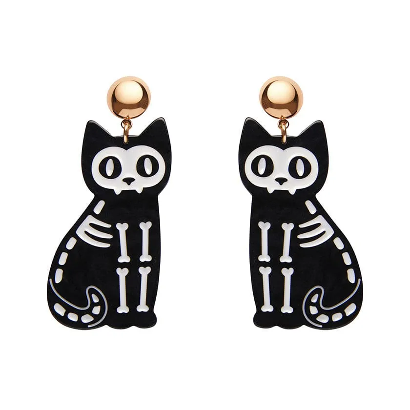 Cat Ripple Statement Earrings - Black