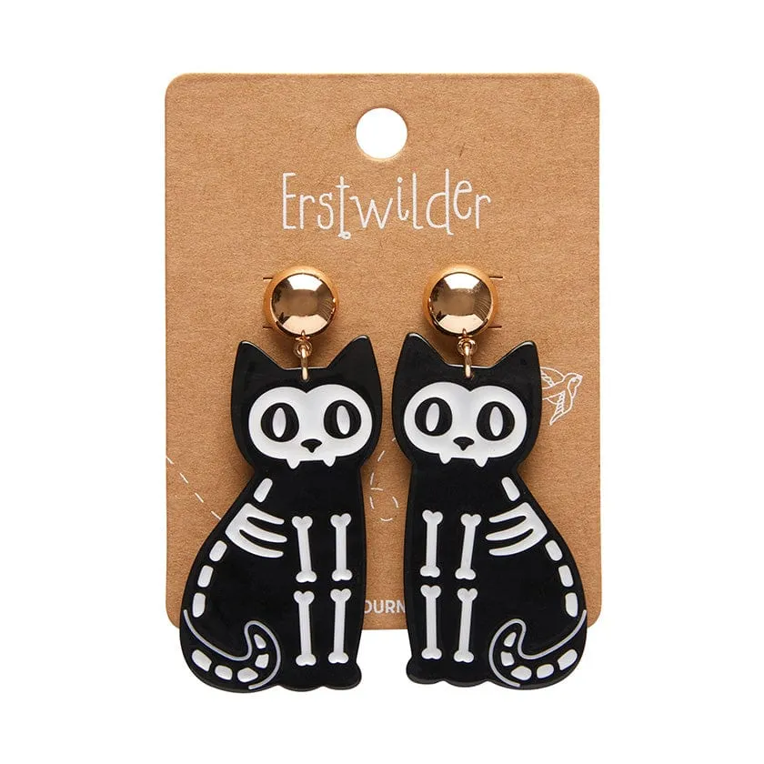 Cat Ripple Statement Earrings - Black