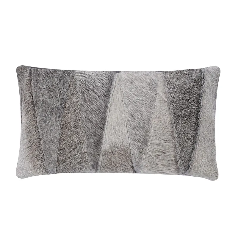 Cream and Grey Cowhide Throw Cushion