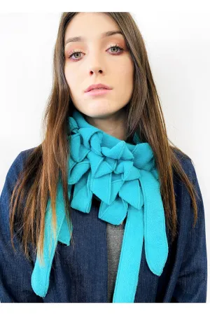 Ellie -  Turquoise Soft Fleece Button & Go Scarf/Collar