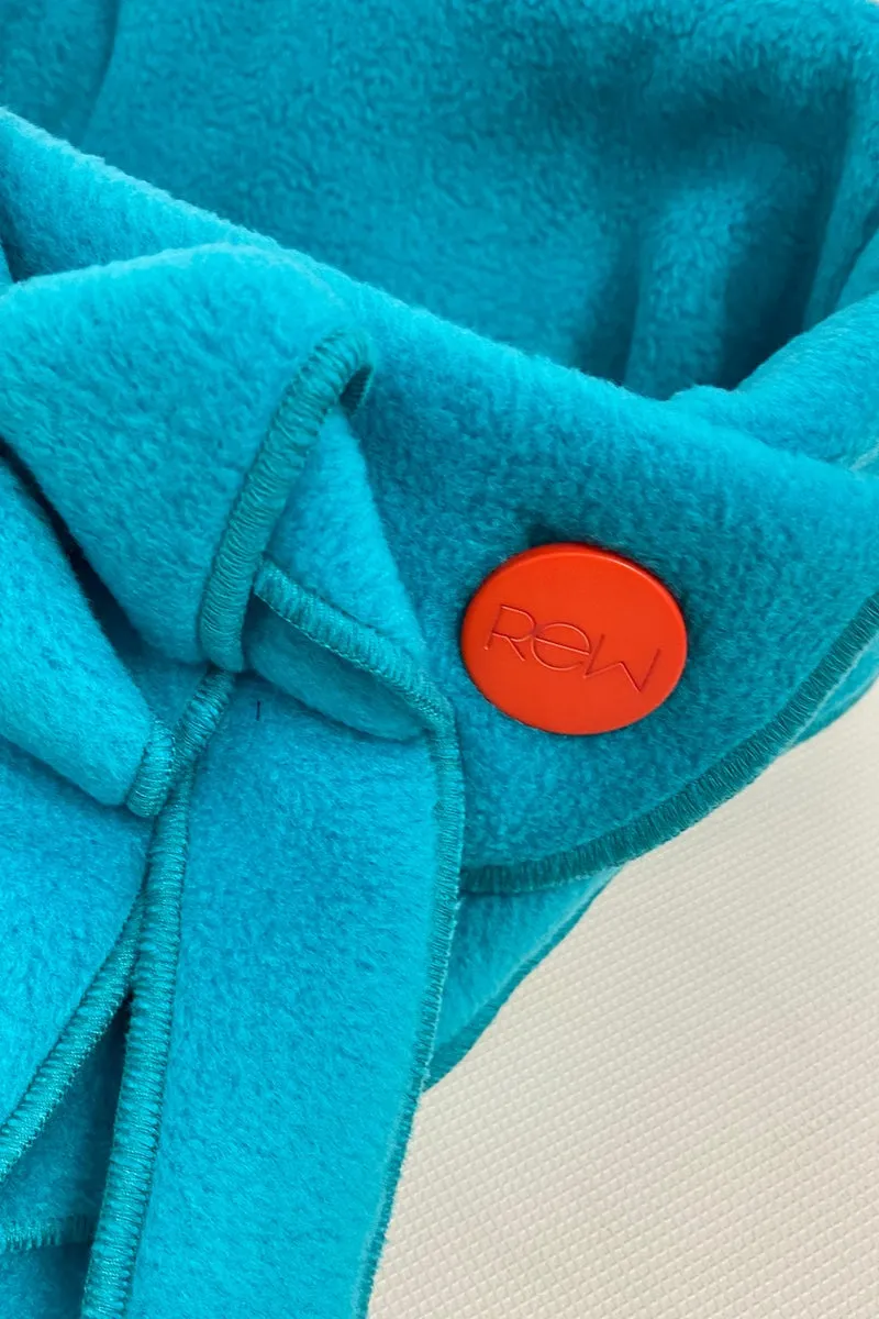 Ellie -  Turquoise Soft Fleece Button & Go Scarf/Collar