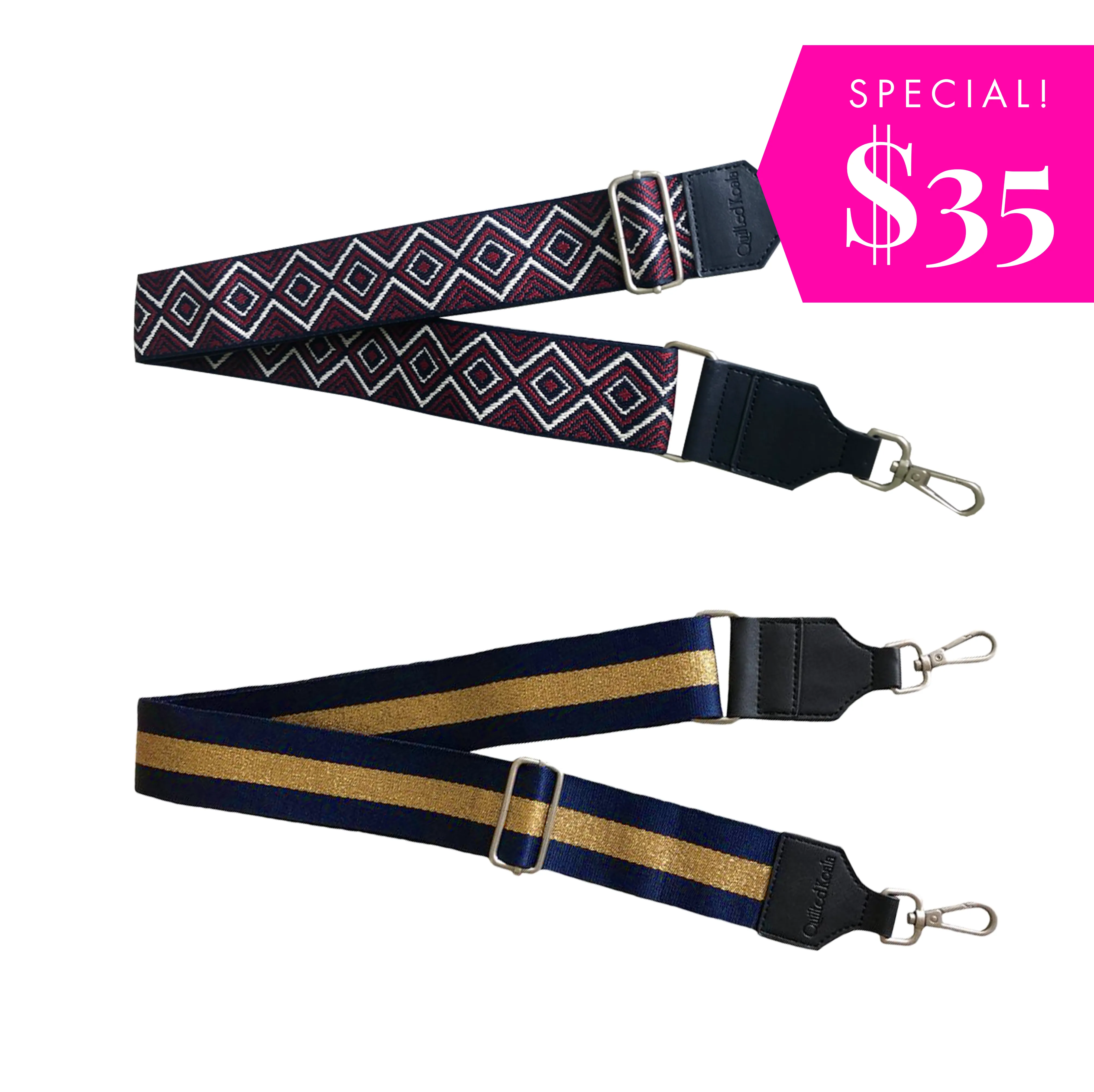 Holiday Special! Koala Straps Bundle: Navy   Magenta Geometric   Navy & Gold Stripe (DISCOUNT APPLIED IN CART)