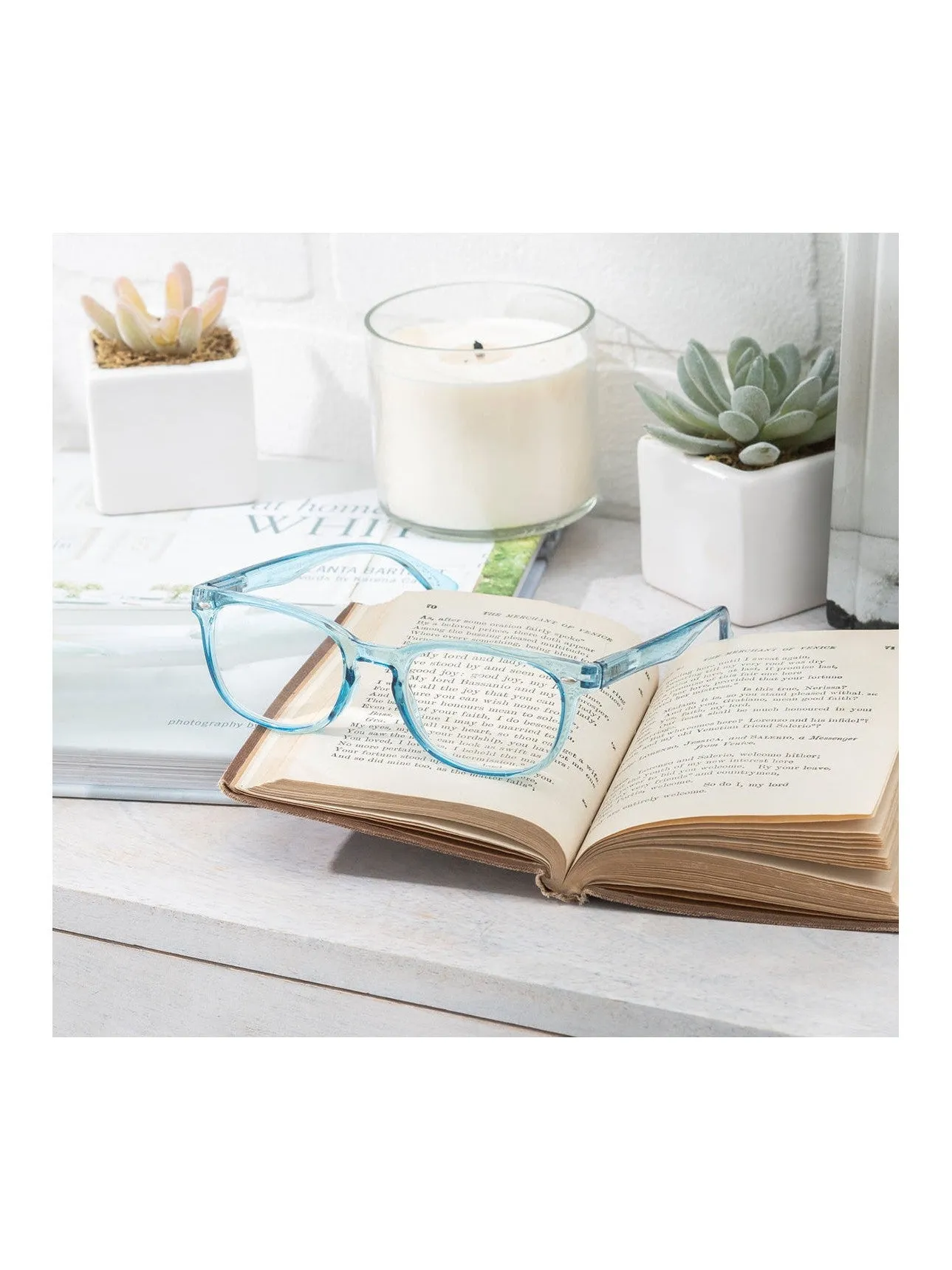 JUDY Blue Light Blocking Reading Glasses with "READ MORE" Signature Font Case