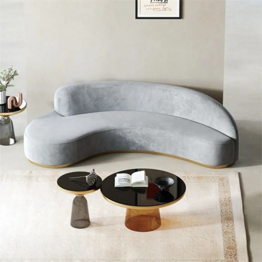 Pacific Luxury Modern Velvet Upholstered Curved Sofa