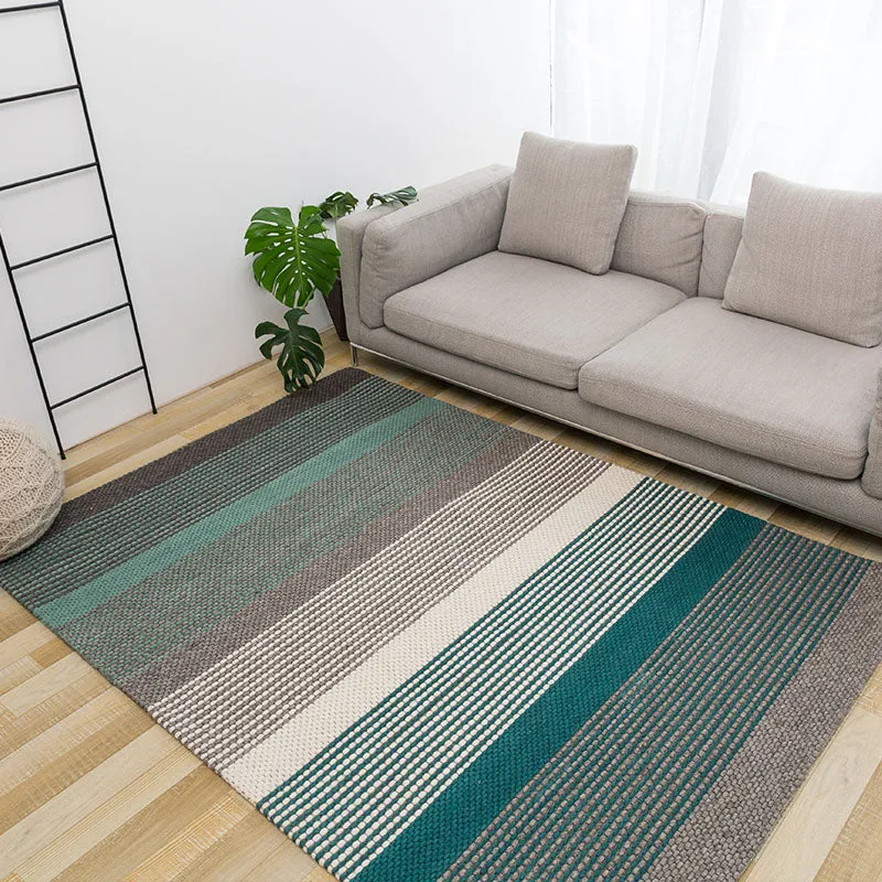 Teal and Grey Chunky Weave Rug