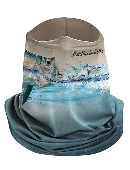 Unisex Tarpon Comfort Fit UV Fishing Neck Gaiter by Rattlin Jack | UPF 50 Sun Protection | Moisture Wicking | Wide at Shoulders