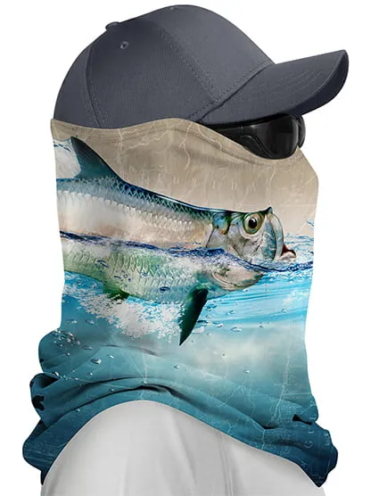 Unisex Tarpon Comfort Fit UV Fishing Neck Gaiter by Rattlin Jack | UPF 50 Sun Protection | Moisture Wicking | Wide at Shoulders