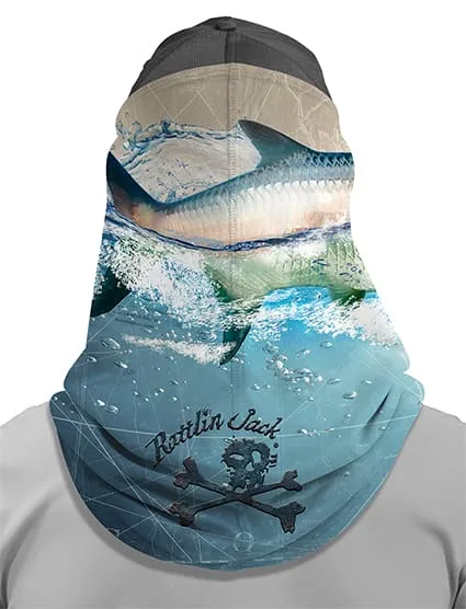 Unisex Tarpon Comfort Fit UV Fishing Neck Gaiter by Rattlin Jack | UPF 50 Sun Protection | Moisture Wicking | Wide at Shoulders