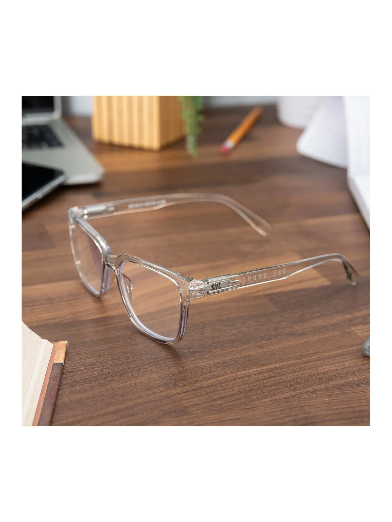 VELMA Blue Light Blocking Reading Glasses with READ MORE Signature Font