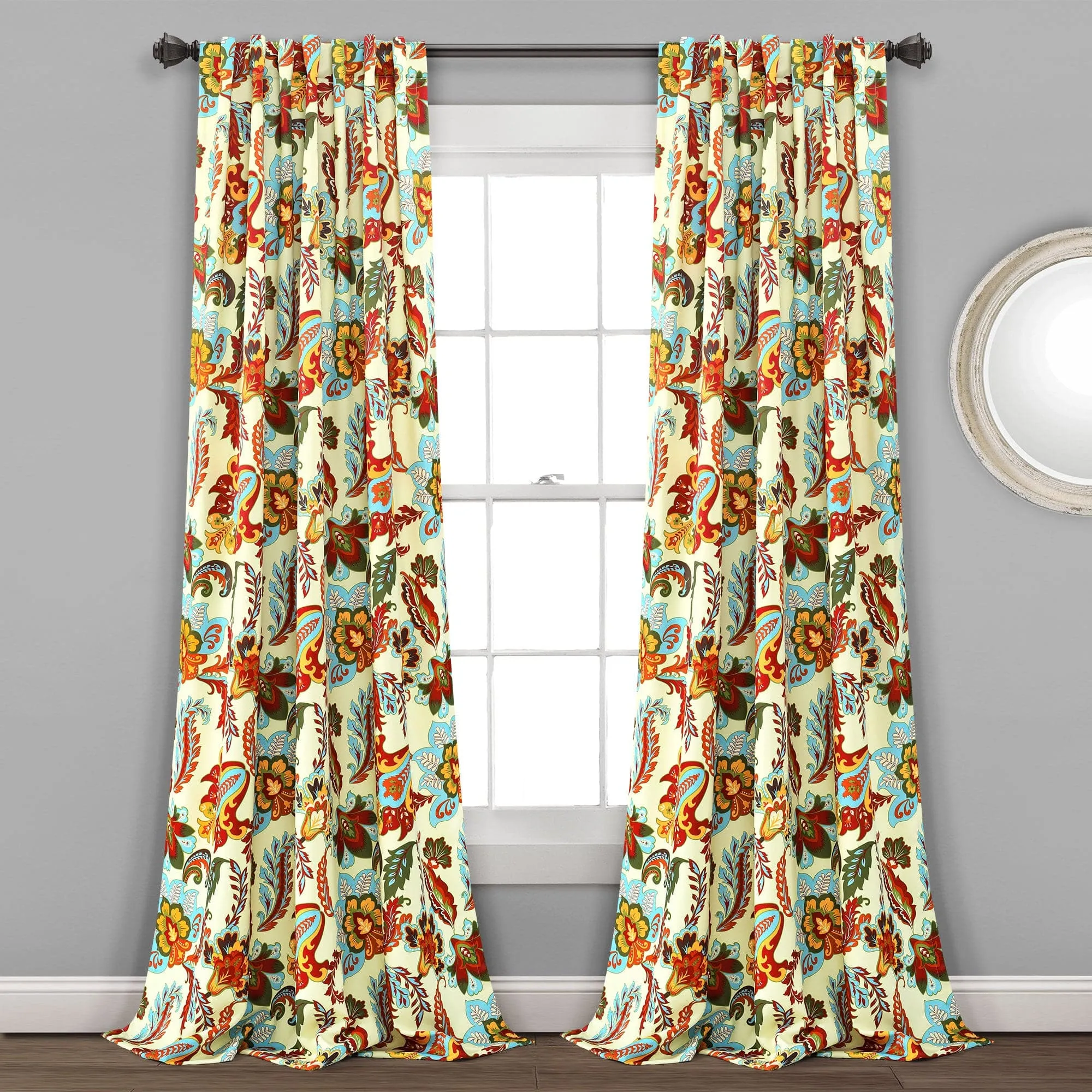 Zara Jacobean Light Filtering Window Curtain Panel Set